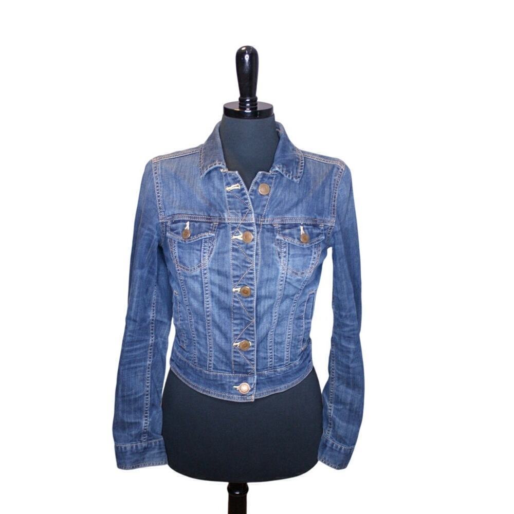 American Eagle Denim Jacket Button Front Classic Medium Wash Size S